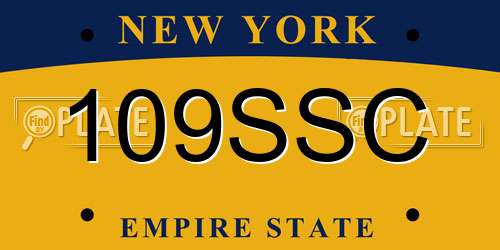 109SSC New York License Plate