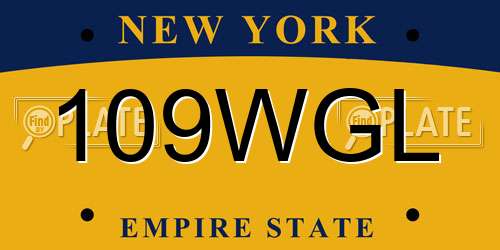 109WGL New York License Plate