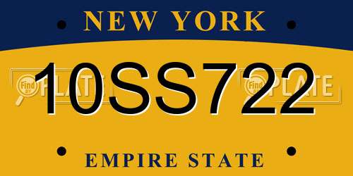 10SS722 New York License Plate