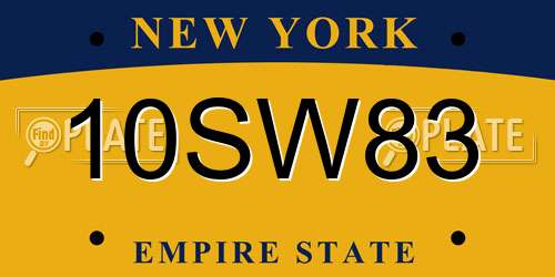 10SW83 New York License Plate