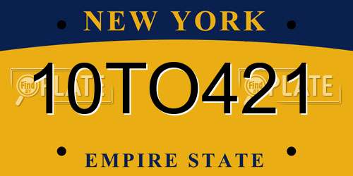 10TO421 New York License Plate
