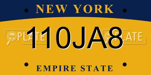 110JA8 New York License Plate
