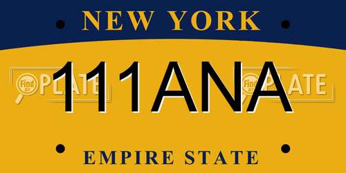 111ANA New York License Plate