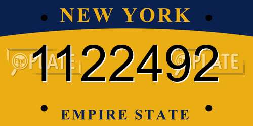 1122492 New York License Plate