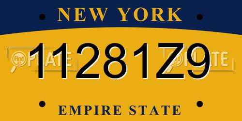 11281Z9 New York License Plate