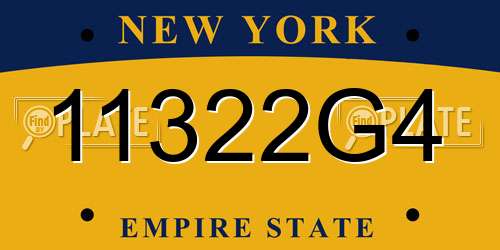 11322G4 New York License Plate