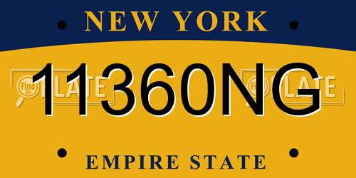 11360NG New York License Plate