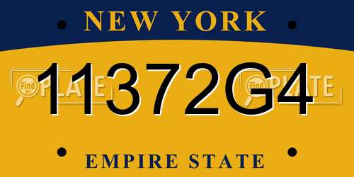 11372G4 New York License Plate