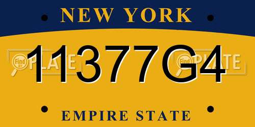 11377G4 New York License Plate