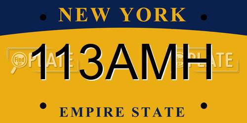 113AMH New York License Plate