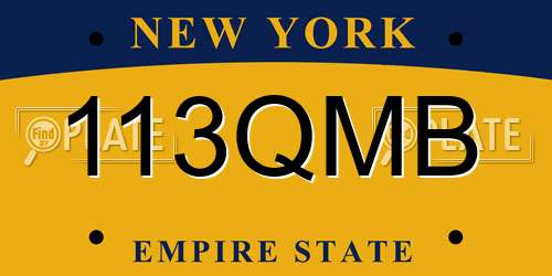 113QMB New York License Plate