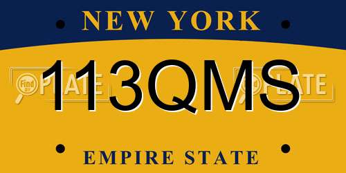 113QMS New York License Plate