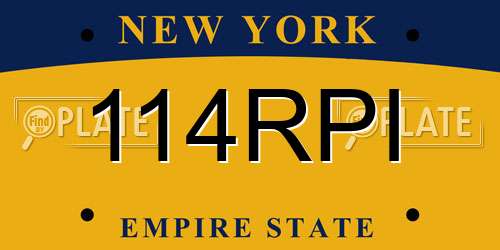 114RPI New York License Plate