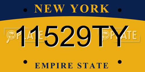 11529TY New York License Plate