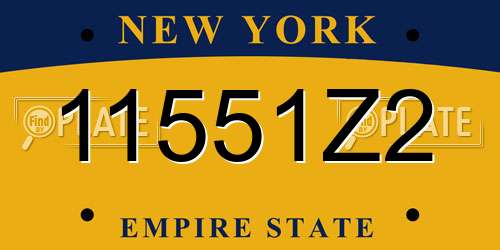 11551Z2 New York License Plate
