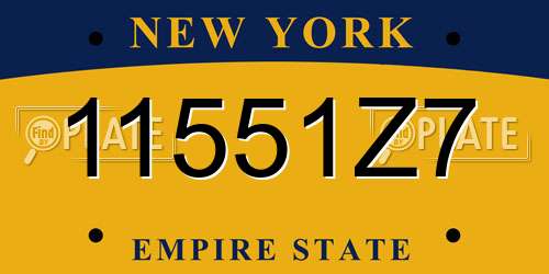 11551Z7 New York License Plate