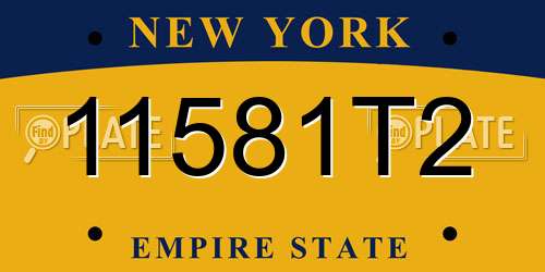 11581T2 New York License Plate