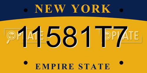 11581T7 New York License Plate