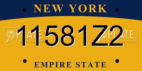 11581Z2 New York License Plate