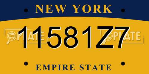 11581Z7 New York License Plate