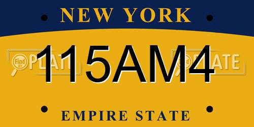 115AM4 New York License Plate