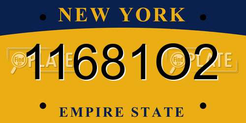 11681O2 New York License Plate
