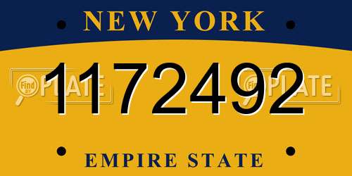 1172492 New York License Plate