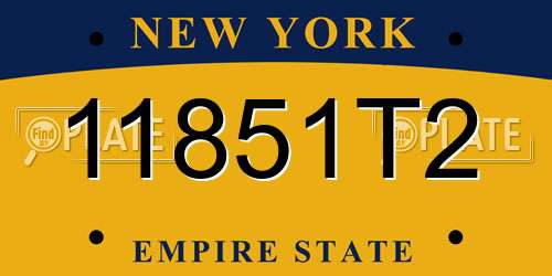 11851T2 New York License Plate