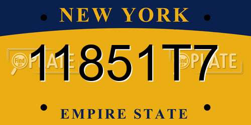 11851T7 New York License Plate