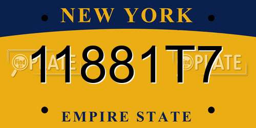11881T7 New York License Plate
