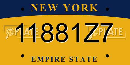 11881Z7 New York License Plate