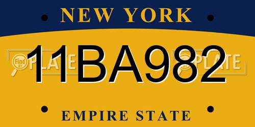 11BA982 New York License Plate