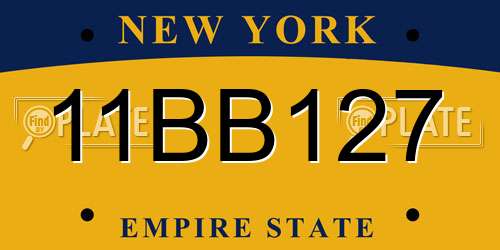 11BB127 New York License Plate