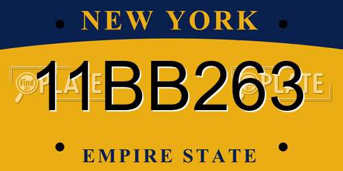 11BB263 New York License Plate