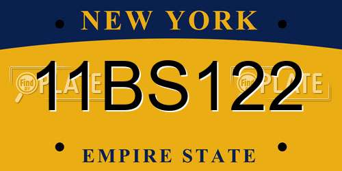 11BS122 New York License Plate