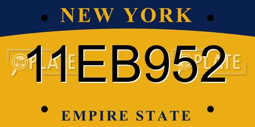 11EB952 New York License Plate