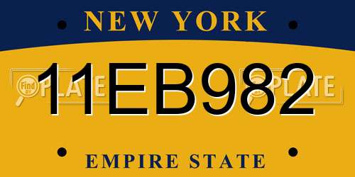 11EB982 New York License Plate