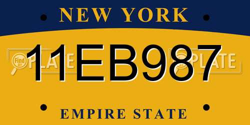 11EB987 New York License Plate