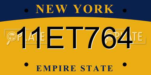 11ET764 New York License Plate