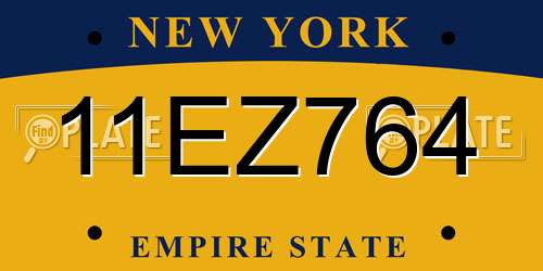 11EZ764 New York License Plate