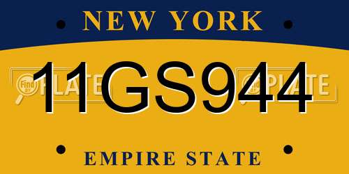 11GS944 New York License Plate