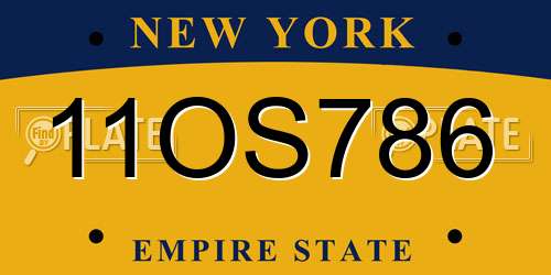 11OS786 New York License Plate