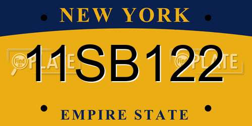 11SB122 New York License Plate