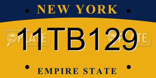 11TB129 New York License Plate