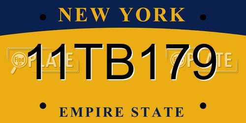 11TB179 New York License Plate