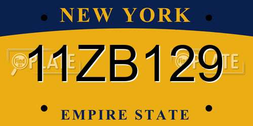 11ZB129 New York License Plate