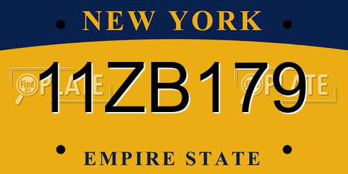 11ZB179 New York License Plate