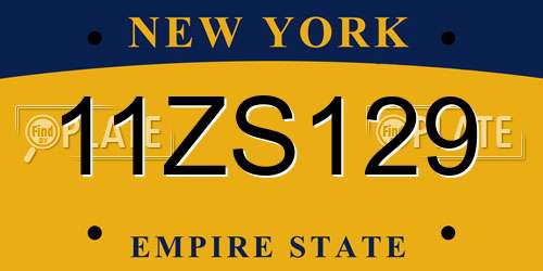 11ZS129 New York License Plate