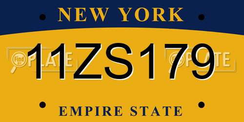 11ZS179 New York License Plate