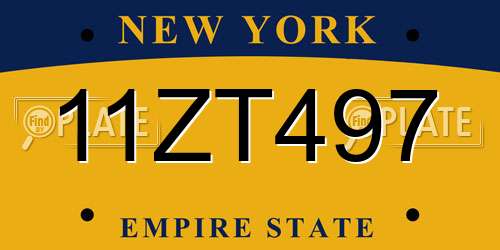 11ZT497 New York License Plate